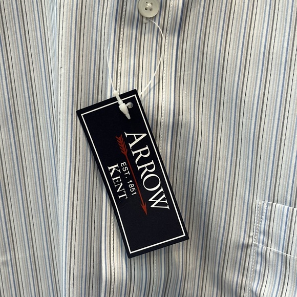 Arrow short sleeve dress shirt, Size 17.5, Light Blue stripe, NWT - Picture 4 of 5